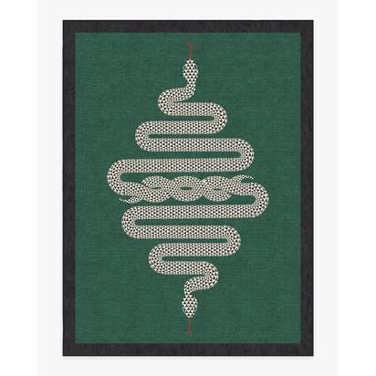 Venom Emerald Flatwoven Rug by Jonathan Adler - 275 x 365 cm - Rug + Pad System