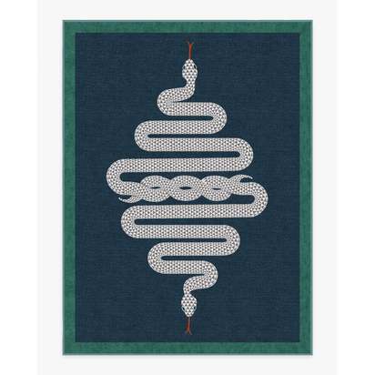 Venom Sapphire Flatwoven Rug by Jonathan Adler - 275 x 365 cm - Rug + Pad System
