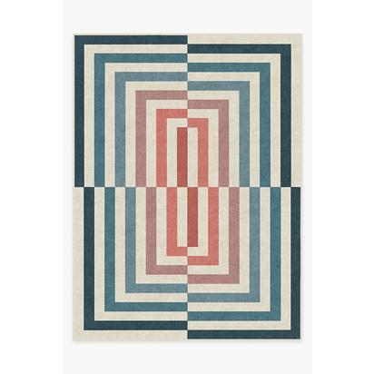 Op Art Teal Flatwoven Rug by Jonathan Adler - 275 x 365 cm - Rug + Pad System