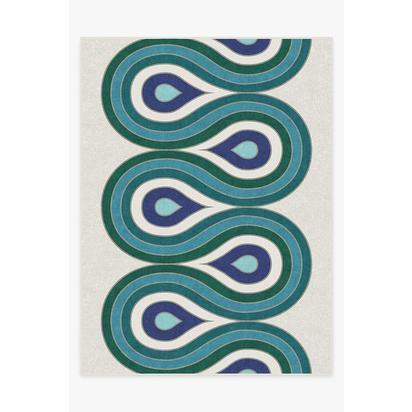 Milano Peacock Flatwoven Rug by Jonathan Adler - 275 x 365 cm - Rug + Pad System