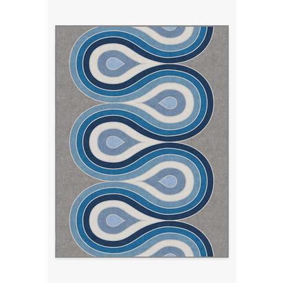 Milano Blue Steel Flatwoven Rug by Jonathan Adler - 275 x 365 cm - Rug + Pad System