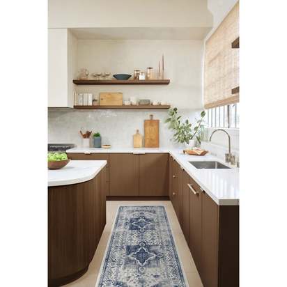 Kira Delft Blue Flatwoven Rug - 275 x 365 cm - Rug + Pad System