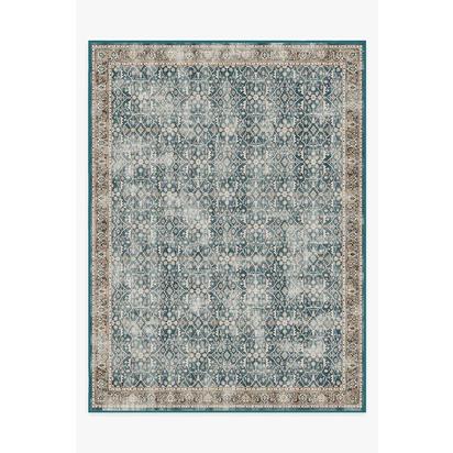 Celestine Teal Blue Flatwoven Rug - 275 x 365 cm - Rug + Pad System