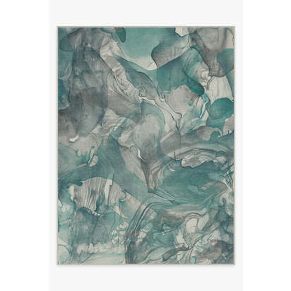Aurora Teal Grey Flatwoven Rug - 275 x 365 cm - Rug + Pad System