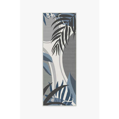 Tulum Ivory Blue Outdoor Rug - 75 x 215 cm - Rug + Pad System