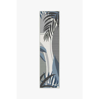 Tulum Ivory Blue Outdoor Rug - 75 x 305 cm - Rug + Pad System