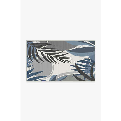 Tulum Ivory Blue Outdoor Rug - 90 x 150 cm - Rug + Pad System