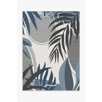 Tulum Ivory Blue Outdoor Rug - 150 x 215 cm - Rug + Pad System