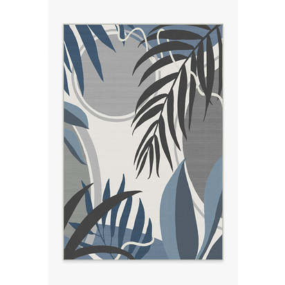 Tulum Ivory Blue Outdoor Rug - 185 x 275 cm - Rug + Pad System