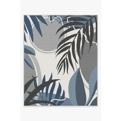 Tulum Ivory Blue Outdoor Rug - 245 x 305 cm - Rug + Pad System