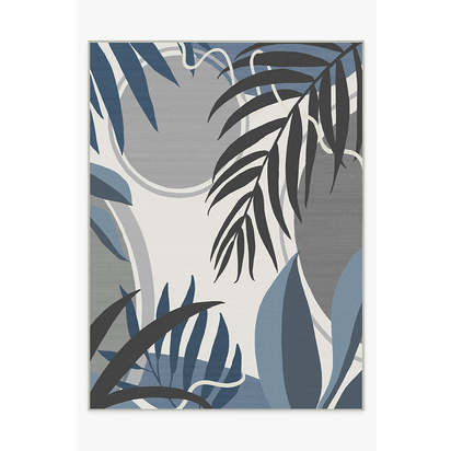 Tulum Ivory Blue Outdoor Rug - 275 x 365 cm - Rug + Pad System