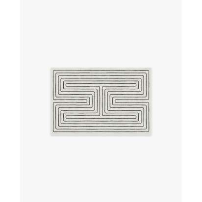 Labyrinth Black & Ivory Flatwoven Rug by Jonathan Adler - 60 x 90 cm - Rug + Pad System