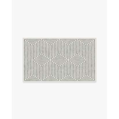 Labyrinth Black & Ivory Flatwoven Rug by Jonathan Adler - 90 x 150 cm - Rug + Pad System
