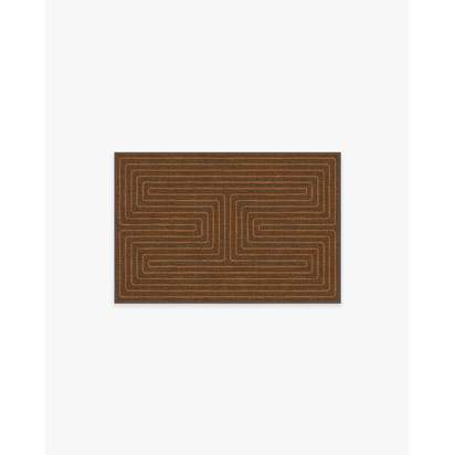Labyrinth Brown & Orange Flatwoven Rug by Jonathan Adler - 60 x 90 cm - Rug + Pad System