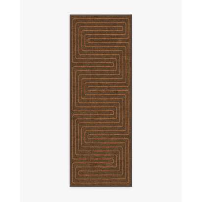 Labyrinth Brown & Orange Flatwoven Rug by Jonathan Adler - 75 x 215 cm - Rug + Pad System