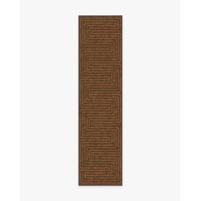 Labyrinth Brown & Orange Flatwoven Rug by Jonathan Adler - 75 x 305 cm - Rug + Pad System