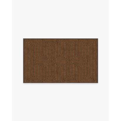 Labyrinth Brown & Orange Flatwoven Rug by Jonathan Adler - 90 x 150 cm - Rug + Pad System
