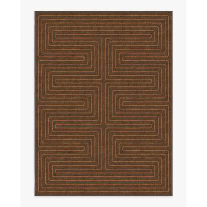 Labyrinth Brown & Orange Flatwoven Rug by Jonathan Adler - 275 x 365 cm - Rug + Pad System