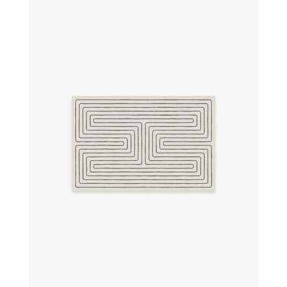 Labyrinth Camel & Ivory Flatwoven Rug by Jonathan Adler - 60 x 90 cm - Rug + Pad System