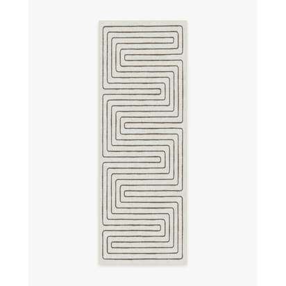 Labyrinth Camel & Ivory Flatwoven Rug by Jonathan Adler - 75 x 215 cm - Rug + Pad System