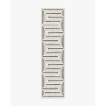 Labyrinth Camel & Ivory Flatwoven Rug by Jonathan Adler - 75 x 305 cm - Rug + Pad System
