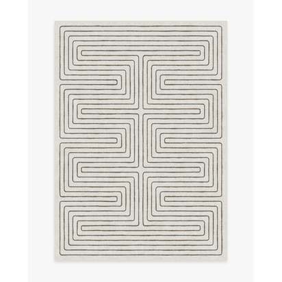 Labyrinth Camel & Ivory Flatwoven Rug by Jonathan Adler - 150 x 215 cm - Rug + Pad System