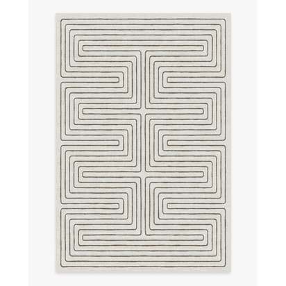 Labyrinth Camel & Ivory Flatwoven Rug by Jonathan Adler - 185 x 275 cm - Rug + Pad System