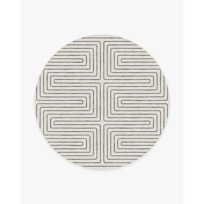 Labyrinth Camel & Ivory Flatwoven Rug by Jonathan Adler - 245 Round cm - Rug + Pad System