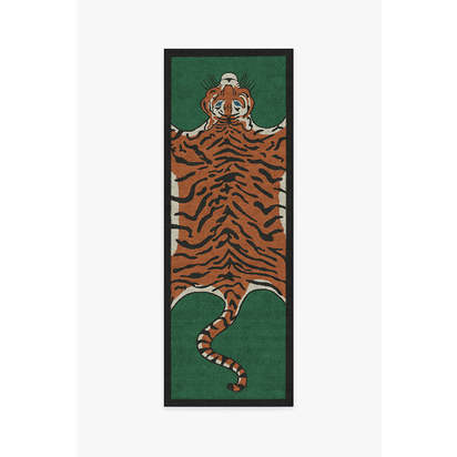 Tiger Emerald Flatwoven Rug by Jonathan Adler - 75 x 215 cm - Rug + Pad System
