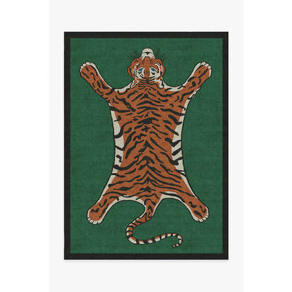 Tiger Emerald Flatwoven Rug by Jonathan Adler - 150 x 215 cm - Rug + Pad System