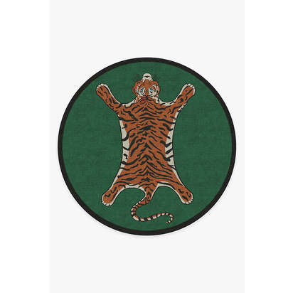 Tiger Emerald Flatwoven Rug by Jonathan Adler - 245 Round cm - Rug + Pad System