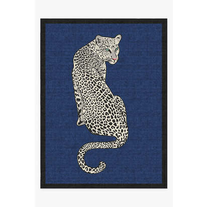 Snow Leopard Sapphire Flatwoven Rug by Jonathan Adler - 275 x 365 cm - Rug + Pad System