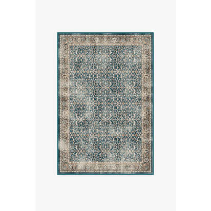 Celestine Teal Blue Flatwoven Rug - 120 x 185 cm - Rug + Pad System