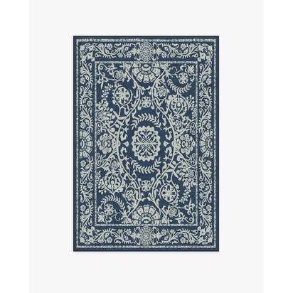 Delphina Navy Blue Flatwoven Rug - 120 x 185 cm - Rug + Pad System