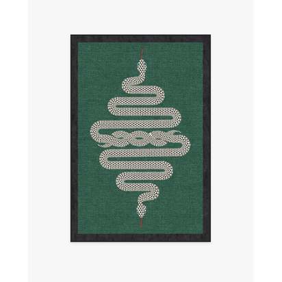 Venom Emerald Flatwoven Rug by Jonathan Adler - 120 x 185 cm - Rug + Pad System