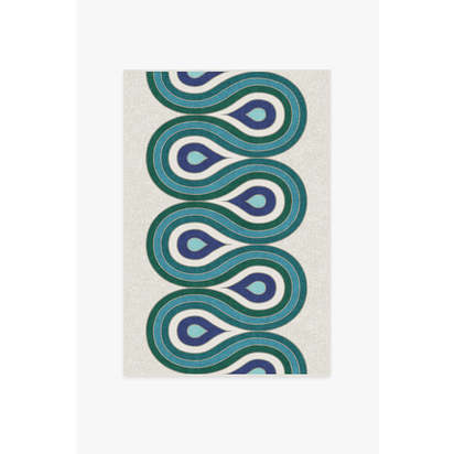 Milano Peacock Flatwoven Rug by Jonathan Adler - 120 x 185 cm - Rug + Pad System