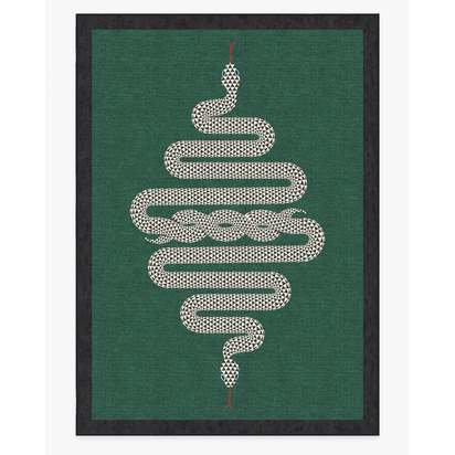Venom Emerald Flatwoven Rug by Jonathan Adler - 305 x 425 cm - Rug + Pad System