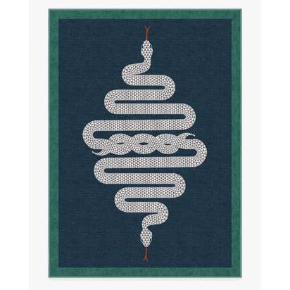 Venom Sapphire Flatwoven Rug by Jonathan Adler - 305 x 425 cm - Rug + Pad System
