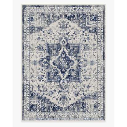 Kira Delft Blue Flatwoven Rug - 305 x 425 cm - Rug + Pad System