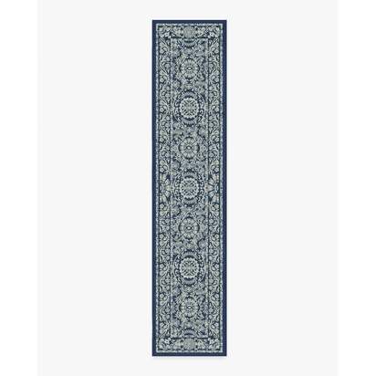Delphina Navy Blue Flatwoven Rug - 75 x 365 cm - Rug + Pad System