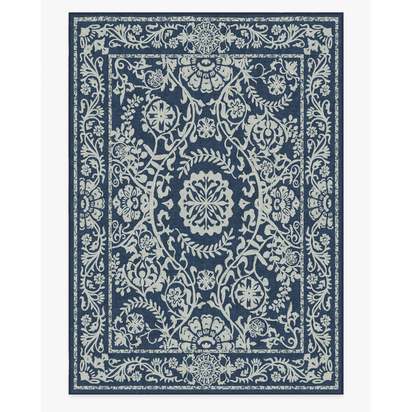 Delphina Navy Blue Flatwoven Rug - 305 x 425 cm - Rug + Pad System
