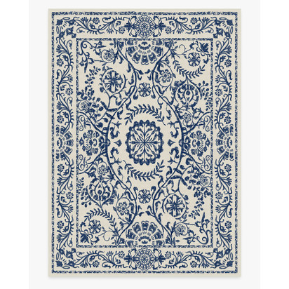 Delphina Delft Blue Flatwoven Rug - 305 x 425 cm - Rug + Pad System