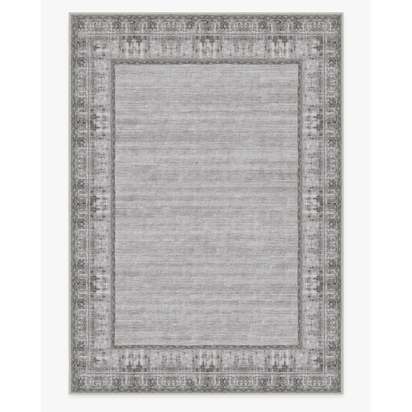 Vintage Daisy Bordered Grey Flatwoven Rug - 305 x 425 cm - Rug + Pad System