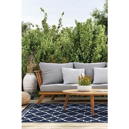 Varia Trellis Royal Blue Outdoor Rug - 185 x 275 cm - Rug + Pad System