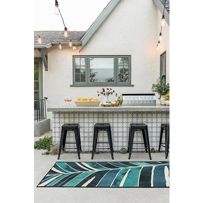 Ombra Teal Outdoor Rug - 150 x 215 cm - Rug + Pad System