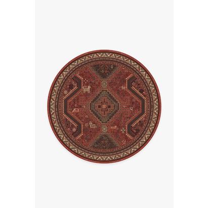 Zareen Scarlet Red Flatwoven Rug - 185 Round cm - Rug + Pad System
