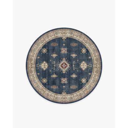 Verena Sapphire Flatwoven Rug - 185 Round cm - Rug + Pad System