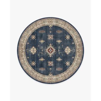 Verena Sapphire Flatwoven Rug - 245 Round cm - Rug + Pad System