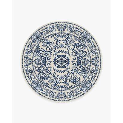 Delphina Delft Blue Flatwoven Rug - 245 Round cm - Rug + Pad System