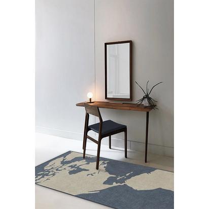 World Map Blue Flatwoven Rug - 185 Round cm - Rug + Pad System